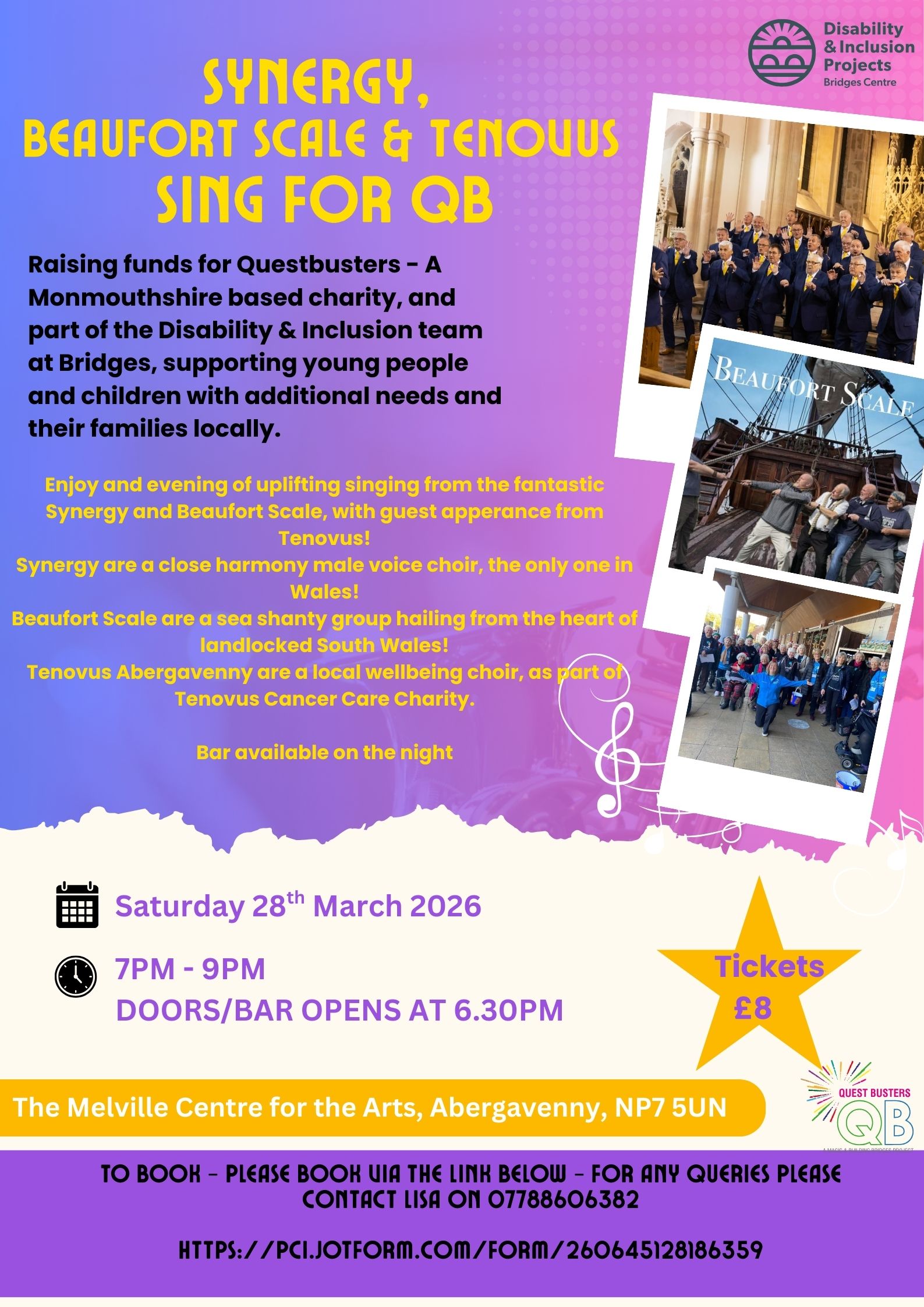 Questbusters Charity Concert Melville Theatre, Pen-Y-Pound, Abergavenny Saturday 28th March 2026